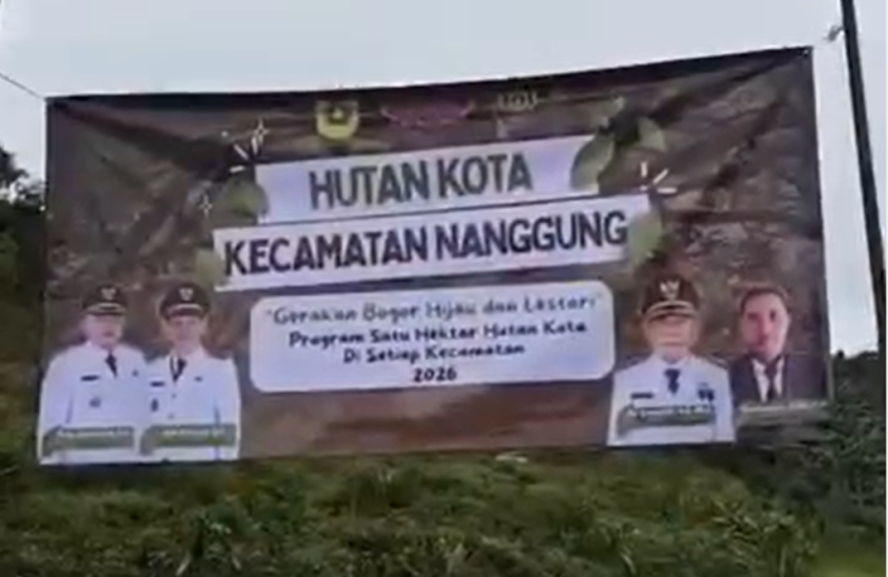 Forkopimcam Nanggung Tanam 405 Pohon, Perkuat Komitmen Hutan Kota Kabupaten Bogor.